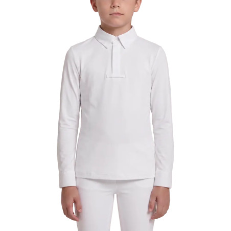 Camisa de concurso niño clásica de manga larga blanca talla 160