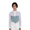 Polo de concurso niña manga larga con tul Equestro niño - Gris pizarra