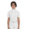 Polo de concurso para niña de manga corta con insertos de malla Equestro niño - Blanco