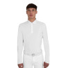 Polo de concurso para hombre con inserciones de malla y en canalé Equestro - Blanco