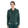 Sudadera de mujer con capucha y cremallera frontal Equestro - Verde abeto / gris pizarra