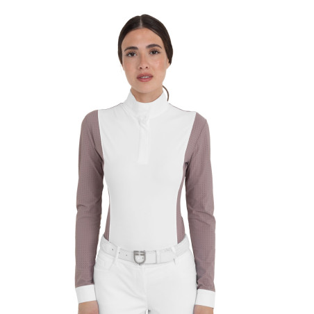 Polo de concurso para mujer de manga larga calada Equestro