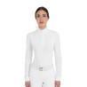 Polo de concurso para mujer de manga larga calada Equestro - Blanco