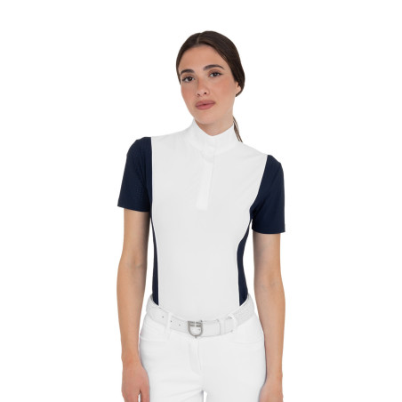 Polo de concurso para mujer de manga corta con insertos de malla Equestro