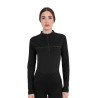 Polo de entrenamiento para mujer de manga larga con estampado de monograma Equestro - Negro