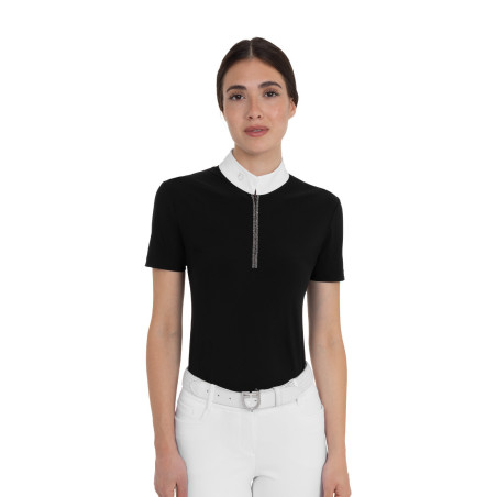 Polo de concurso para mujer de manga corta con strass Equestro