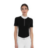 Polo de concurso para mujer de manga corta con strass Equestro - Negro