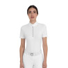 Polo de concurso para mujer de manga corta con strass Equestro - Blanco