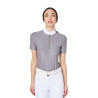 Polo de concurso para mujer de manga corta con strass Equestro - Gris escarchado
