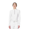 Polo de concurso de mujer de manga larga con strass Equestro - Blanco