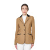 Chaqueta de concurso para mujer monograma en tejido efecto terciopelo Equestro - Marrón tabaco