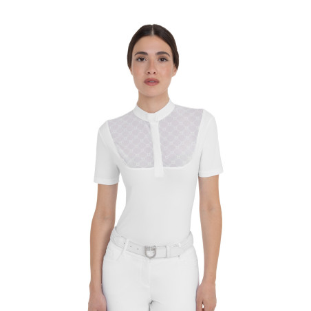 Polo de concurso para mujer con inserciones de tul Equestro