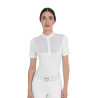 Polo de concurso para mujer con inserciones de tul Equestro - Blanco