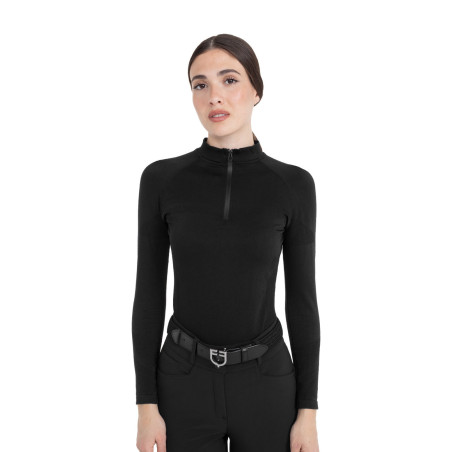 Polo de entrenamiento para mujer de tejido técnico con cremallera Equestro