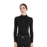 Polo de entrenamiento para mujer de tejido técnico con cremallera Equestro - Negro
