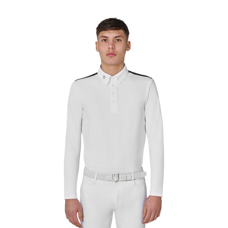 Polo de concurso para hombre de manga larga con inserciones de malla Equestro