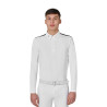 Polo de concurso para hombre de manga larga con inserciones de malla Equestro - Blanco