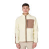 Sudadera de hombre de borreguito con bolsillo frontal Equestro - Blanco antiguo / marrón tabaco