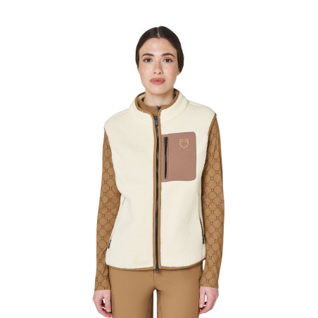 Chaleco de mujer de forro polar teddy con bolsillo frontal Equestro