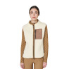 Chaleco de mujer de forro polar teddy con bolsillo frontal Equestro - Blanco antiguo / marrón tabaco