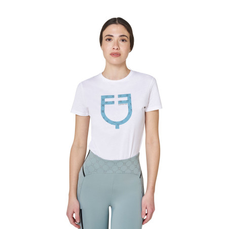 Camiseta de mujer con logotipo monograma efecto terciopelo Equestro