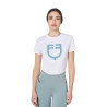 Camiseta de mujer con logotipo monograma efecto terciopelo Equestro - Blanco / gris pizarra