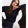 Polo de equitación de lana merina para mujer Merinos Horse Pilot - Noche oscura