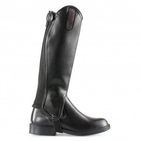 Polainas de cuero sintético Horze Kids con lazo brillante