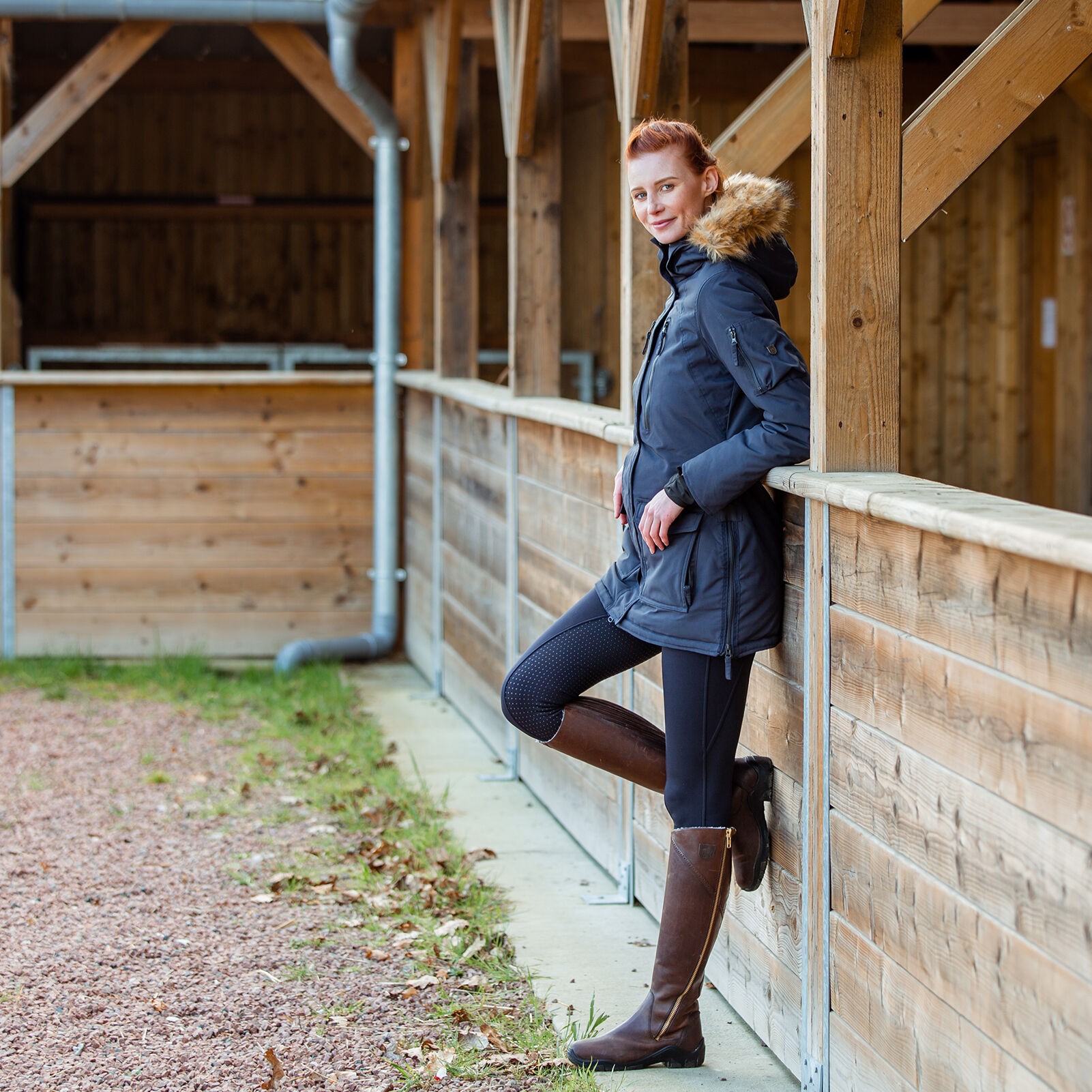 Parka larga Brooke Horze para mujer Azul marino oscuro
