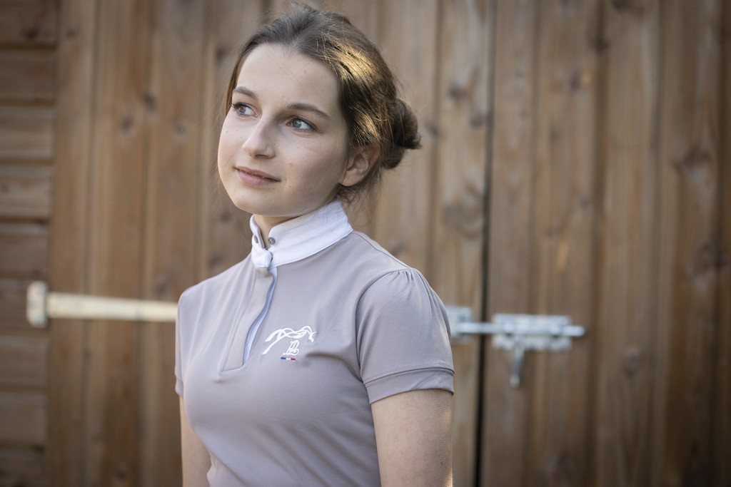 Polo de concurso Pénélope Madrid manga corta Gris pardo Marrón