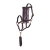 Juego de collar de cabeza de nailon Imperial Riding, cordón de sujeción y frontalera antimoscas - Multi-burdeos