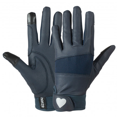 Horze Guantes de Equitación con Estampado de Corazones con Purpurina para Niños