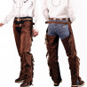 Chaps western Lakota de ante con flecos - Castaño