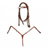 Brida western Lakota con pechopetral y riendas decoradas con adornos de plata - Natural