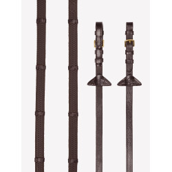 Riendas de goma flexible con topes LeMieux Habana / latón Marrón Riendas de goma flexible con topes LeMieux Habana / latón Marrón