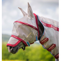 Máscara anti-moscas Horseware Rambo Plus Cereza / melocotón / azul