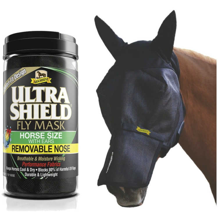 Máscara antimoscas con orejas y protector nasal Absorbine Ultrashield Máscara antimoscas con orejas y protector nasal Absorbine Ultrashield