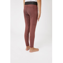 Leggings de equitación con silicona Horze Leighton Adolescente de asiento completo con forro cálido Roano rojo