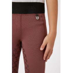 Leggings de equitación con silicona Horze Leighton Adolescente de asiento completo con forro cálido Roano rojo