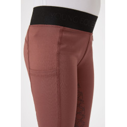 Leggings de equitación con silicona Horze Leighton Adolescente de asiento completo con forro cálido Roano rojo