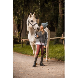 Leggings de equitación con silicona Horze Leighton Adolescente de asiento completo con forro cálido Roano rojo
