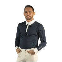 Polo masculino Bankso de manga larga Flags & Cup Azul marino