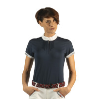 Polo Kavala femenino de manga corta Flags & Cup Azul marino