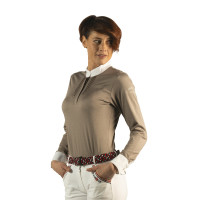 Polo Kavala femenino de manga larga Flags & Cup Gris pardo Marr&amp;amp;amp;oacute;n