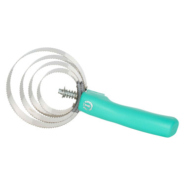 Peine curry metálico redondo con mango Imperial Riding Jade Azul