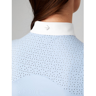 Polo de concurso manga corta Olivia LeMieux Niebla Azul