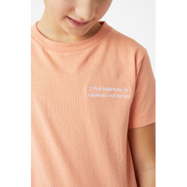 Camiseta Calina con bordado Horze para niño Rosa camarón