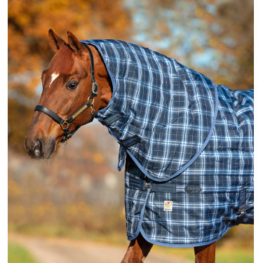 Cubrecuellos Horseware 150g para manta de box Rhino Original Marino a cuadros / índigo