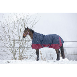 Manta Equi-Theme Tyrex 1200 D High Neck Azúl marino / burdeos Manta Equi-Theme Tyrex 1200 D High Neck Azúl marino / burdeos