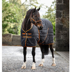 Manta de cuadra Horseware Rambo® 200g 1000D Negro / naranja / beige